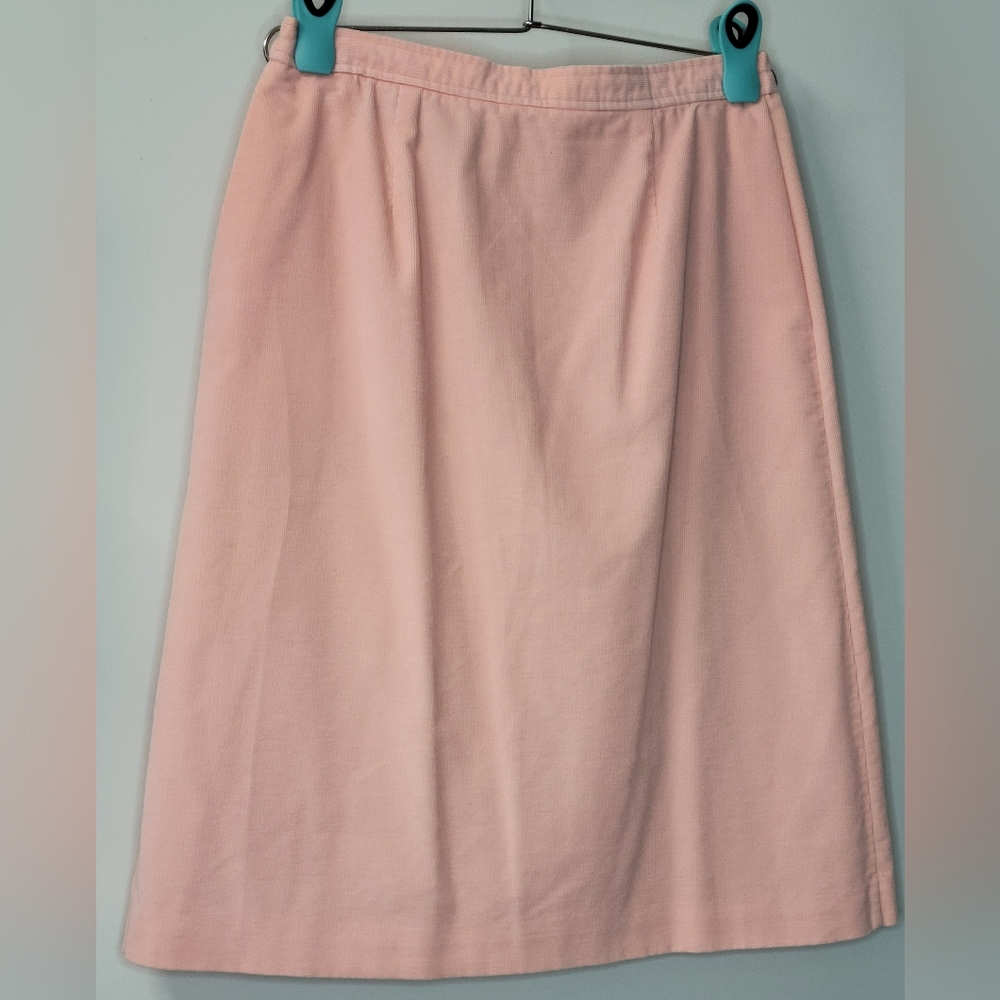 Vintage Suburban Petites Pastel Pink Corduroy Pencil Skirt w/Pockets Barbie Core